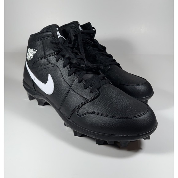 NIKE Air Jordan 1 Mid TD Football Cleats Black Men's Sz 16 *NEW* FJ6805-001 - Picture 1 of 9